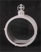 White round metal & glass lantern 11.25”x4”x16”H