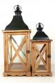 Set of 2 Vintage wood, glass and iron lanterns
Small:8