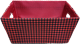 Rectangular checkered basket with matching fabric liner 11