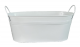 Oval Metal white container w/handles 15”x7”x5.25”H 
