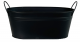 Oval Metal black container w/handles 15”x7”x5.25”H 
