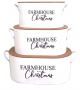 Largest in a Set of 3 metal Farmhouse Christmas containers with lids  L: 14.2”x8”x5.7