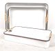 CTF723T3 - Set of 3 White rustic style metal trays with hand