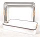 Smallest in a Set of 3 White rustic style metal trays with handles S: 16.5”x9.5”x2.5”H