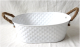CTL507VWH12 - White Oval Metal container with Jute handles