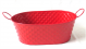 Red Oval Metal container with folding handles 12