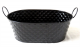 Black Oval Metal container with folding handles 12