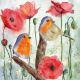 Lunch napkin - Poppies & Birds 6.5