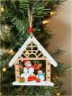 Wood Gingerbread House with Snowman Ornament 4.2