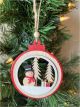 Wood Snowman & Trees Ornament  3.6