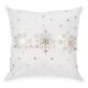 White cushion with gold & silver snowflakes 17