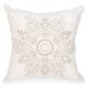 White cushion with an embroidered silver & gold snowflake 17