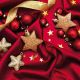 Lunch Napkins - Gold star ornaments on red 6.5
