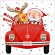 Lunch Napkins - Santa's Red car 