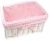 Rectangular white willow basket with pink fabric liner 15