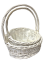 Set of 2 White slanted willow baskets with handle