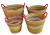 Set of 4 Round Red-tones seagrass & straw baskets with handles