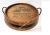Round barrel cover style tray with iron trim and handles 14