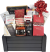 
</p>Black wood crate with side handles gift basket kit.  All you need to make 12 Gift Baskets </p>