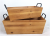 Smallest in a Set of 2 Rectangular tapered wood containers with iron handles S: 16”X8”X5”H 