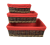 Set of 3 willow baskets with red fabric liner