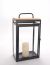 Rectangular Black metal, wood and glass lantern 10.5