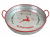 Round Galvanized tray with red trim and handles with reindeer design 16
