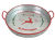 Round Galvanized tray with red trim and handles with reindeer design 18