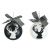 Matte ball ornament, black & white with glitter & bow - 2 styles