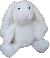 White bunny plush with a pink nose