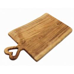 Acacia wood live edge board with heart shaped handle