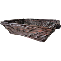 Rectangular willow basket with wooden handles 18"x15"x5"H