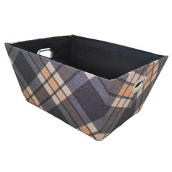 Medium  Rectangular Multi colour large-checkered pattern fabric basket with fabric liner 13"x10"x6"H