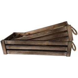 Set of 2 Wood crates
S: 17.5"x7"x4"H
L: 19.5"x9"x4.5"H