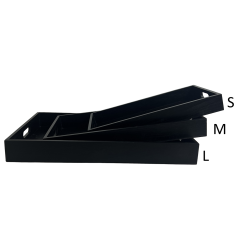 Medium size in a set of 3 black wood trays 18"x12"x2"H
