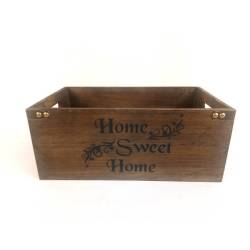 Wood "Home Sweet Home" container with metal brackets