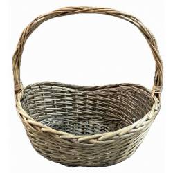 Largest pc in a Set of 3 Grey willow oval baskets with front dip & handle