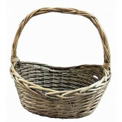 Medium piece in Set of 3 Grey willow oval baskets with front dip & handles
M:18"x14"x7"Hx17"OH