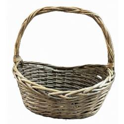 Smallest piece in Set of 3 Grey willow oval baskets with front dip & handle
S:15"x12"x6.5"x15"OH