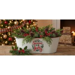 Oval metal container "Tis the Season" 14"x8"x5"H