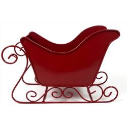 Red Metal Sleigh  10"x4.5"x6"H