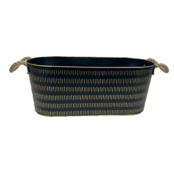 Oval metal container Black with Gold lines 19"x7"x7"H