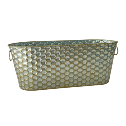 Oval metal container in honey comb design 19"x7"x7"H