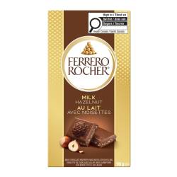 Ferrero Rocher Milk chocolate with hazelnut bar 90 gr., 8/cs
Features a smooth milk chocolate exterior with an exquisite, velvety & creamy filling with crunchy roasted hazelnut pieces.