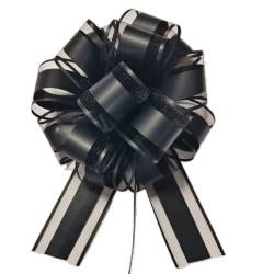 7.5" Mixed Fabrics  Pull Bows - BLACK 50/cs