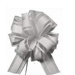 7.5" Mixed Fabrics  Pull Bows - WHITE 50/cs