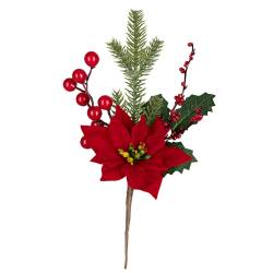 6" Poinsettia Pick with pine