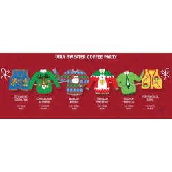 Coffee Masters Gourmet Coffee 6 PACK Christmas theme
1 of each flavour: Creme Brulee, Butter Pecan, Italian Espresso, Chocolate Almond, Cinnamon Hazelnut & Jamaican Me Crazy