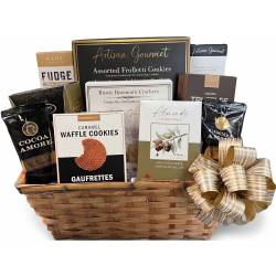 Brown rectangular bamboo basket gourmet gift Basket KIT