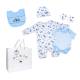 5-Piece Mesh Bag Nutral Set: Stork
100% Cotton - Includes gift Bag
Set includes: Sleeper, Bodysuit, Hat, Mitts, and Bib
Packed in Organza Mesh Bag with a gift bag Included